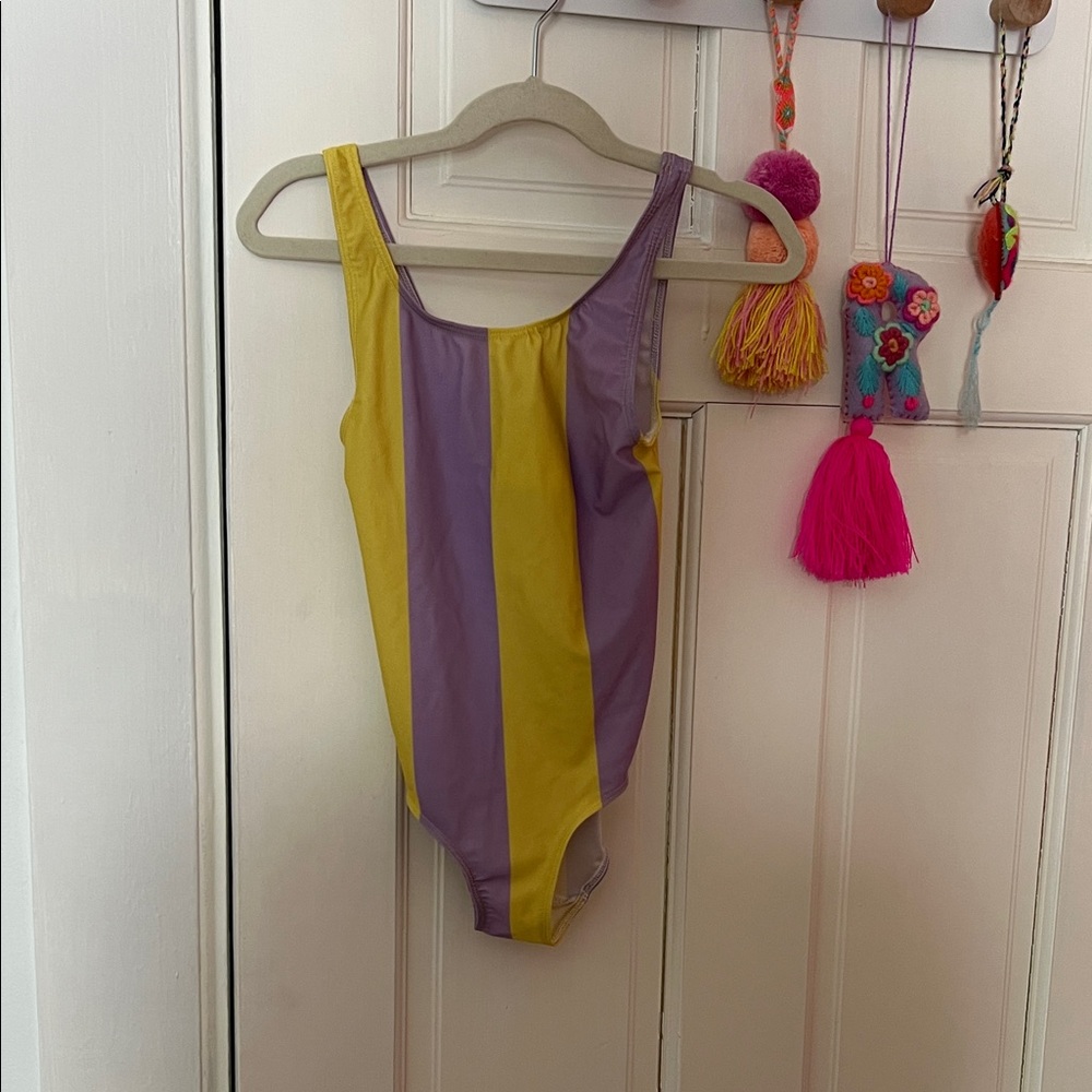 M’A Kids - Yellow and Purple Striped Swimsuit SZ. 6